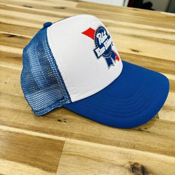 Pabst Blue Ribbon PBR Mesh Snapback Trucker Hat Red/White/Blue - Picture 2 of 6